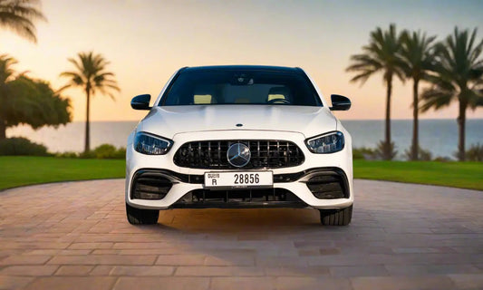 Rent Mercedes-Benz E350 – 2023 White AMG Sedan | DRD Dubai