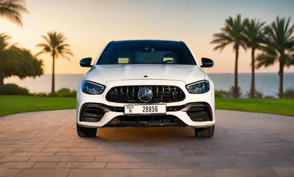 Rent Mercedes-Benz E350 – 2023 White AMG Sedan | DRD Dubai